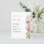 Papier Jardin de fête d'été fleurs rose violet invitation (Debout devant)