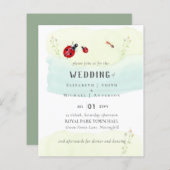 Papier Jardin des insectes Joli Faire-part de mariage aqu (Devant / Derrière)