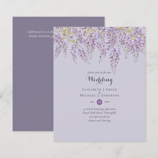 Papier Jardin Floral Wisteria Mariage Sage pourpre (Devant / Derrière)