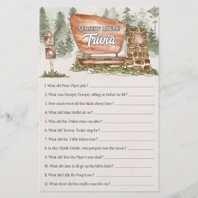 Papier jardin national rime rime trivia douche jeu (Devant)