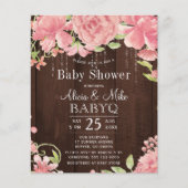 Papier Jardin rustique rose baby shower invitation budget (Devant)