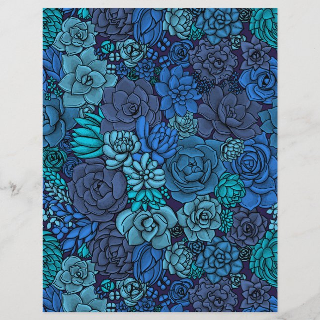 Papier Jardin succulent en bleu (Devant)