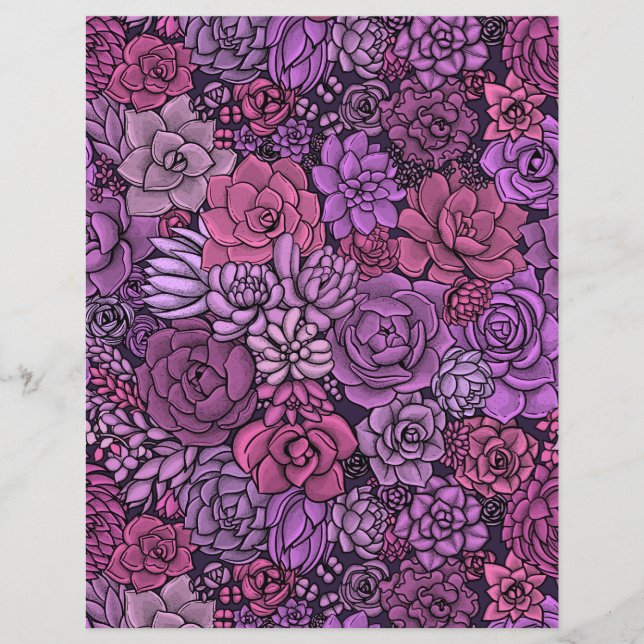 Papier Jardin succulent en rose et violet (Devant)