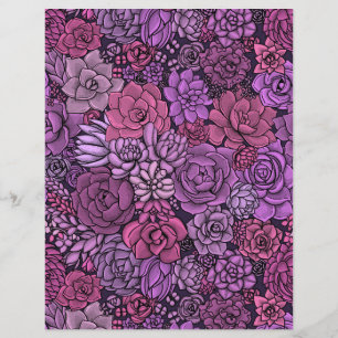Papier Jardin succulent en rose et violet