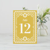 Papier jaune chaud Picado Mariage Numéro de table (Debout devant)