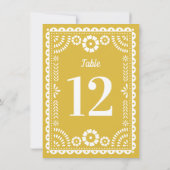 Papier jaune chaud Picado Mariage Numéro de table (Dos)