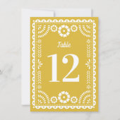 Papier jaune chaud Picado Mariage Numéro de table (Devant)