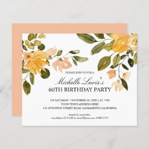 Papier Jaune chic Fleur vert 60E FÊTE D'ANNIVERSAIRE