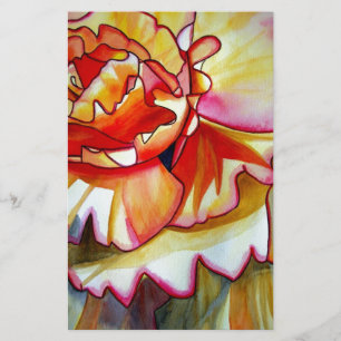 Papier Jaune de la fleur de Begonia aquarelle art origina