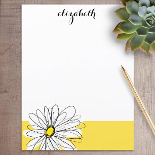 Papier Jaune et Blanc Fantaisiste Daisy avec Texte Person