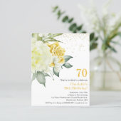 Papier Jaune Floral 70e Budget Invitation Anniversaire (Debout devant)
