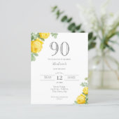 Papier Jaune floral | 90e anniversaire Invitation budgéta (Debout devant)