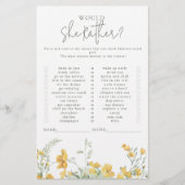 Papier Jaune Floral | Jeu de Fête de Bébé 'Préfèrerait-El (Devant)