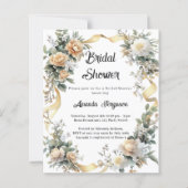 Papier Jaune floral or ruban nuptiale Douche nuptiale inv (Devant)