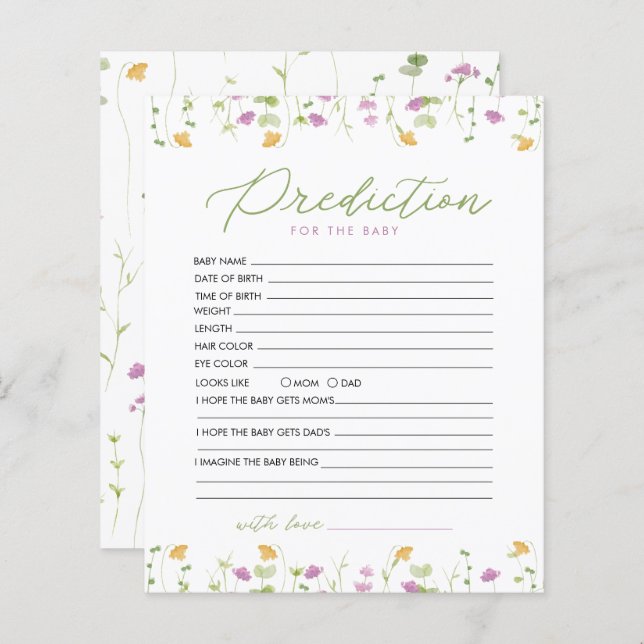 Papier Jaune rose Fleur sauvage Prédiction Pour Le Jeu De (Devant / Derrière)