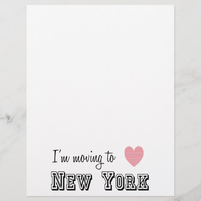 Papier Je déménage à New York (Devant)