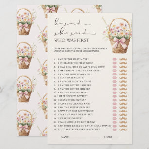 Papier Je Dis Qu'Elle Dit Jeu de Fête de Mariage Floral M