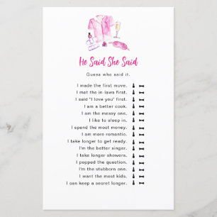 Papier Je dis qu'elle dit jeu Pyjama & Prosecco Mariage