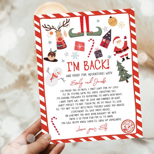 Papier Je suis de retour Elf Arrivée Lettre Elf Retour No