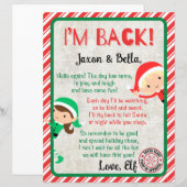 Papier Je suis de retour Noël Elf Lettre d'arrivée (Devant / Derrière)