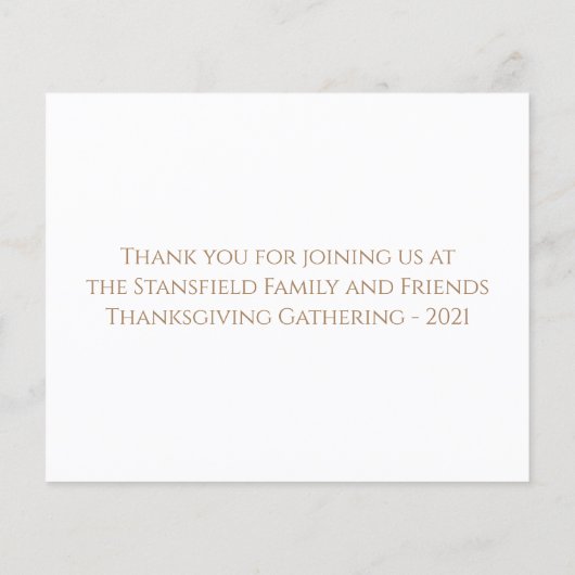 Papier Je suis reconnaissant pour l'action de grâces (Dos)