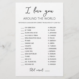 Papier Je t'aime autour du monde jeu avec réponses