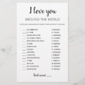 Papier Je t'aime autour du monde jeu avec réponses (Devant)