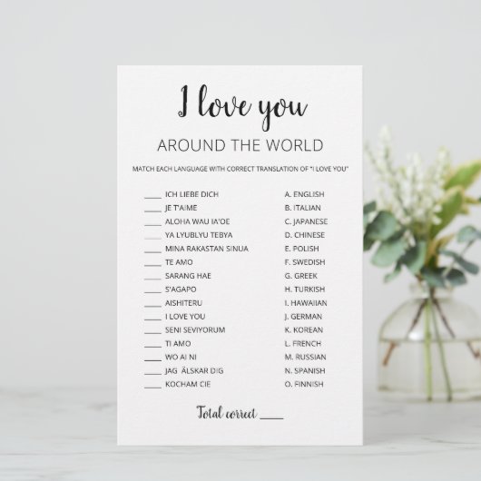 Papier Je t'aime autour du monde jeu avec réponses (Debout devant)