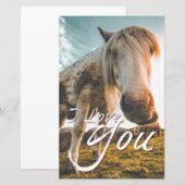 Papier Je t'aime avec cheval regardant (Devant / Derrière)