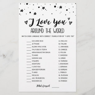 Papier Je vous aime partout dans le monde jeu avec Répons
