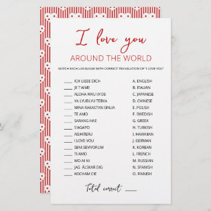 Papier Je vous aime partout dans le monde jeu avec Répons