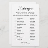 Papier Je vous aime partout dans le monde jeu avec Répons (Devant / Derrière)
