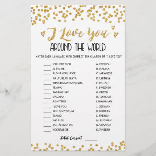 Papier Je vous aime partout dans le monde jeu avec Répons
