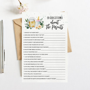 Papier Jeu 20 Questions sur les parents Baby Is Brewing
