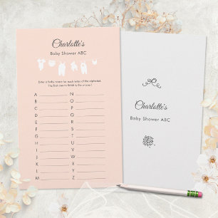 Papier Jeu ABC de Baby Shower Minimaliste Fille au Thème