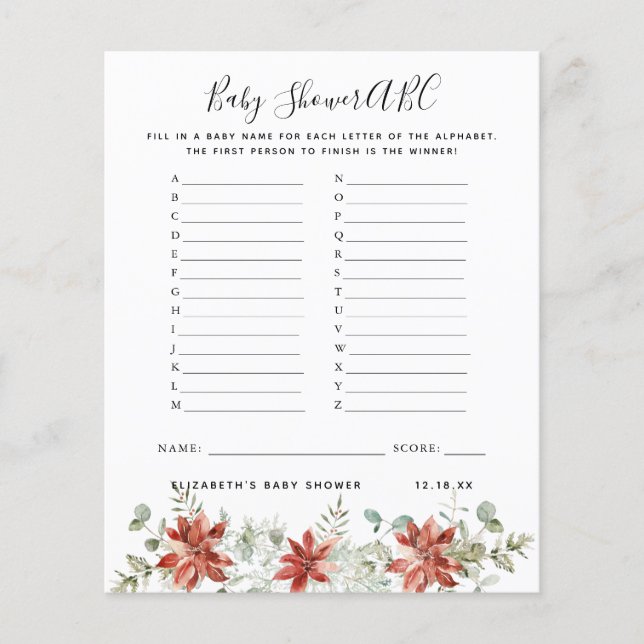 Papier Jeu ABC | Jeu de Baby shower Citrouille floral (Devant)