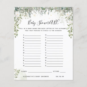 Papier Jeu ABC Jeu de Baby shower floral