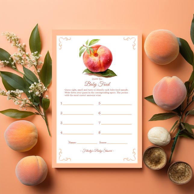 Papier Jeu alimentaire de Baby shower Peach Fuzz (Peach Fuzz Baby Shower)