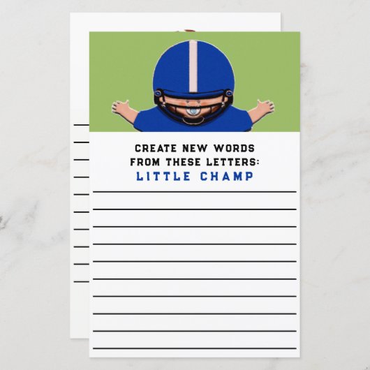 Papier Jeu baby shower (Devant / Derrière)