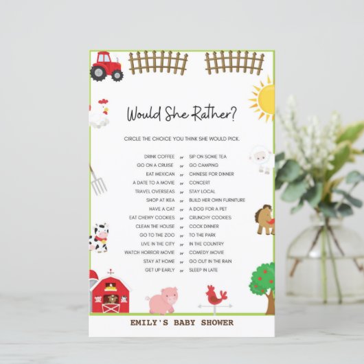 Papier Jeu baby shower (Debout devant)