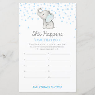 Papier Jeu Baby shower bleu éléphant garçon IMPRIMÉ
