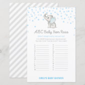 Papier Jeu Baby shower bleu éléphant garçon IMPRIMÉ (Devant / Derrière)