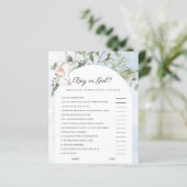 Papier Jeu Baby shower bleu éléphant garçon ou fille (Debout devant)