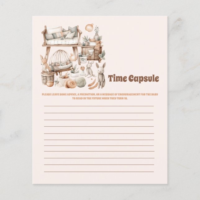 Papier Jeu baby shower de capsule temporelle (Devant)