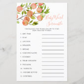 Papier Jeu Baby shower Mot de Peach (Devant)