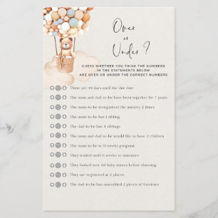 Papier Jeu Baby shower Ours Plus Ou Moins