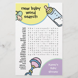 Papier Jeu baby shower - Recherche Word