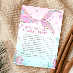 Papier Jeu Baby Shower Sirène Qui Connaît le Mieux Maman
