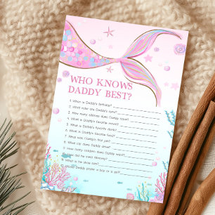 Papier Jeu Baby Shower Sirène: Qui connaît le mieux Papa