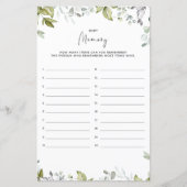 Papier Jeu Baby shower verdoyant - Mémoire bébé (Devant)